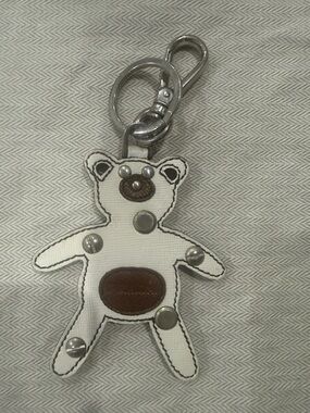 PRADA White and Brown Teddy Bear Keychain Charm or Bag Charm